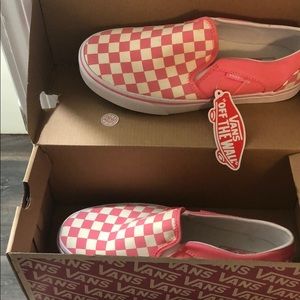 Never used pink checkerboard vans